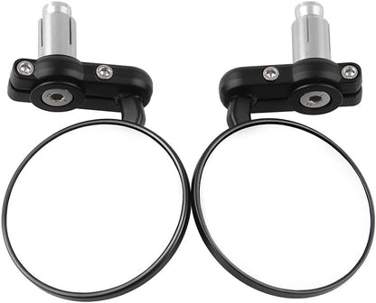 ya 2 8.15 Folding Bar End Motorcycle Mirrors - Aluminum Black - Right and Left Cafe Racer