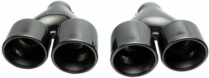 ya 6 8.14 2PCS Universal 2.5'' ID 4'' OD Tips End Dual Tip Double Wall Tips BLK