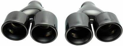 ya 6 8.14 2PCS Universal 2.5'' ID 4'' OD Tips End Dual Tip Double Wall Tips BLK