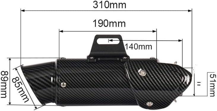 ya 4 8.8.2 Motorcycle Muffler Pipe 51 mm Tail Tip Vent Pipe Silencer for Kawasaki