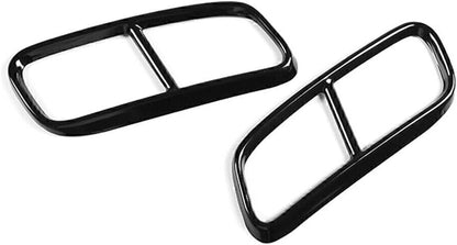 ya 4 8.14 Car Rear Exhaust End Pipe Dual Muffler Tip Cover Trim for Audi Q7 2016-19 Black