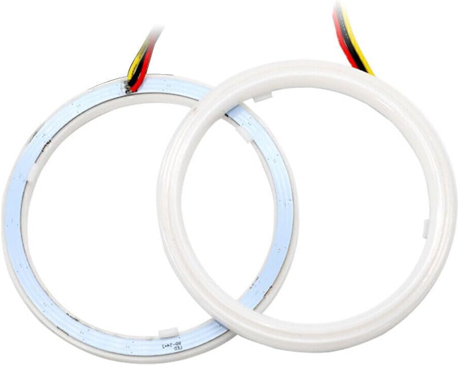 ya 4 8.10 2x White Yellow 80MM Switchback LED Angel Eyes Halo Rings Car Headlight Retrofit