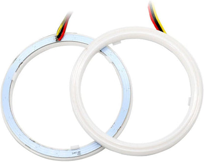 ya 4 8.10 2x White Yellow 80MM Switchback LED Angel Eyes Halo Rings Car Headlight Retrofit