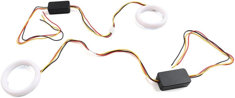 ya 11 9.14 zhengce 2x White Amber Switchback LED Angel Eyes Halo Rings Car Headlight Retrofit