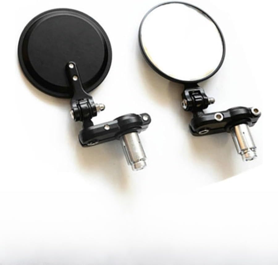 ya 2 8.15 3 Round Black 7/8 Folding Handle Bar End Side Mirror Cafe Racer Bobber Custom