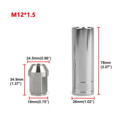 ya 10 9.16 baidi 20pcs M12*1.5 Stainless Steel Wheel Nuts Lug Nuts Universal Hex 19mm Length 35mm