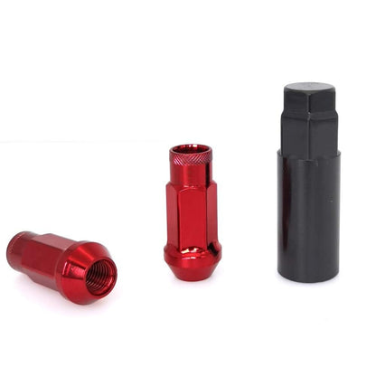 ya 10 9.16 baidi 20Pcs M12x1.5 Car 48mm Open End Lug Nut Set Steel Wheel Nut Bolts w/Socket Red