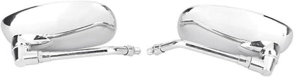 ya 2 8.15 2x 10mm Chrome Thread Universal Rear View Mirrors Oval Side Mirrors