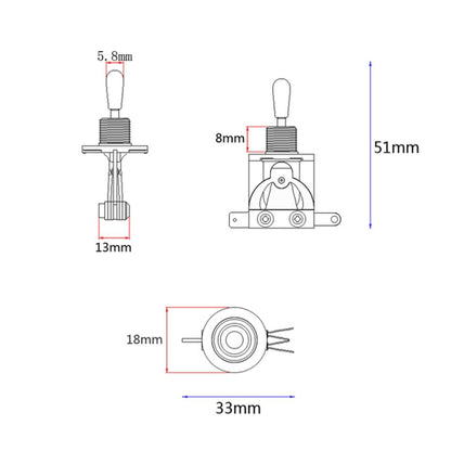 ya 23 10.7 baidi Toggle Switch Input Jack for Electric Guitar Straight Pickup Selector