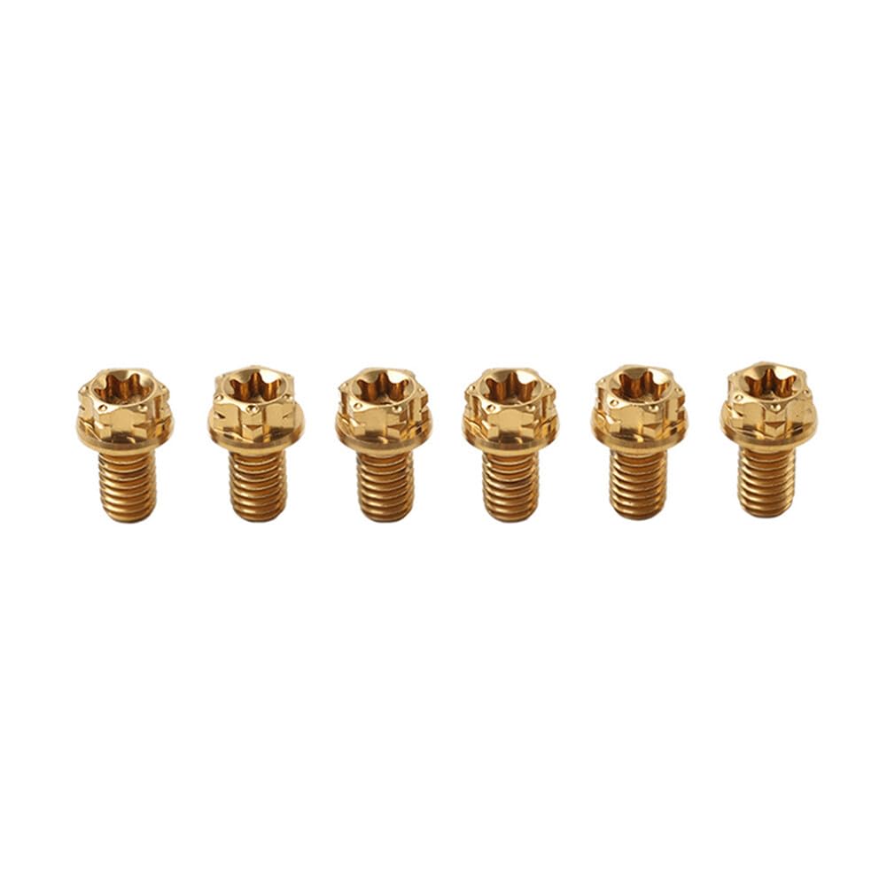 ya 9 10.24 6pcs Bolts Torx Head Flange Screws M10x10mm Gold for Motorcycle Bike