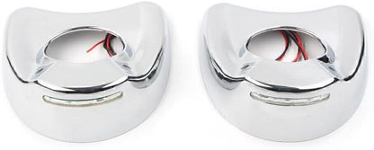 ya 6 8.14 Chrome LED Cover Shell Fit Fairing Side Mirrors Fit Harley Electra Glide 96-13