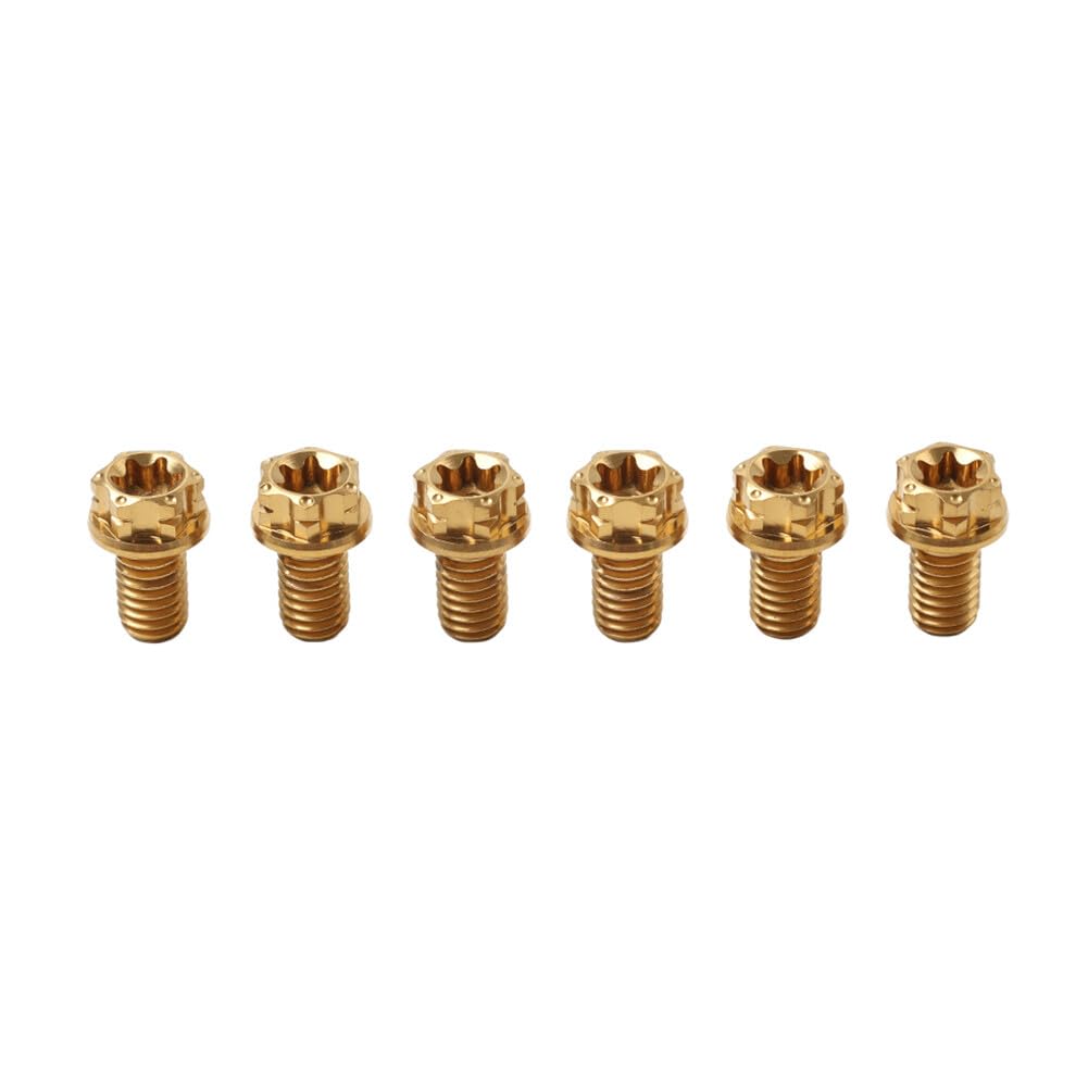 ya 6 8.14 6pcs Titanium Bolts Torx Head Flange Screws M6x30mm for Motorcycle Bicycle Gold