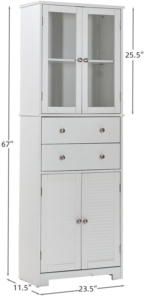 ya 28 10.13 baidi For Kitchen 67 Tall Kitchen Pantry Cabinet White ¨C Doors+Shelves+Drawer St