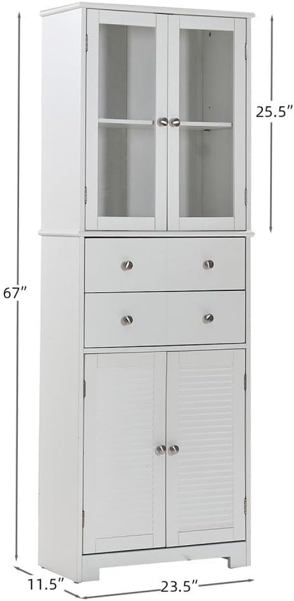 ya 28 10.13 baidi For Kitchen 67 Tall Kitchen Pantry Cabinet White ¨C Doors+Shelves+Drawer St