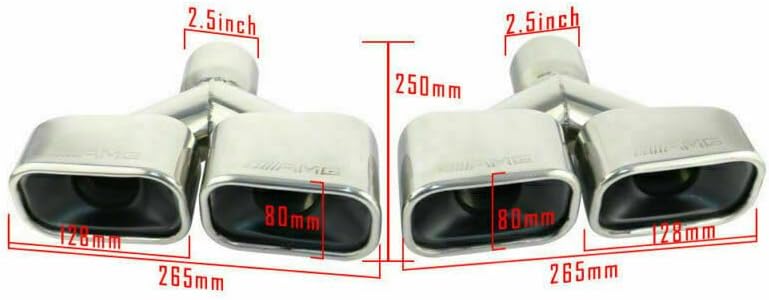 ya 6 8.24 baidi 2.5'' AMG Dual Tips for Mercedes-benz C-Class W204 W203 W211 W214 2PCS