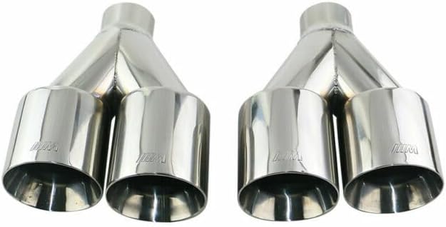 ya 6 8.24 baidi 2PCS 2.5'' ID Universal Polished Dual Tips 4 OD Tail Pipe Fit for BMW M