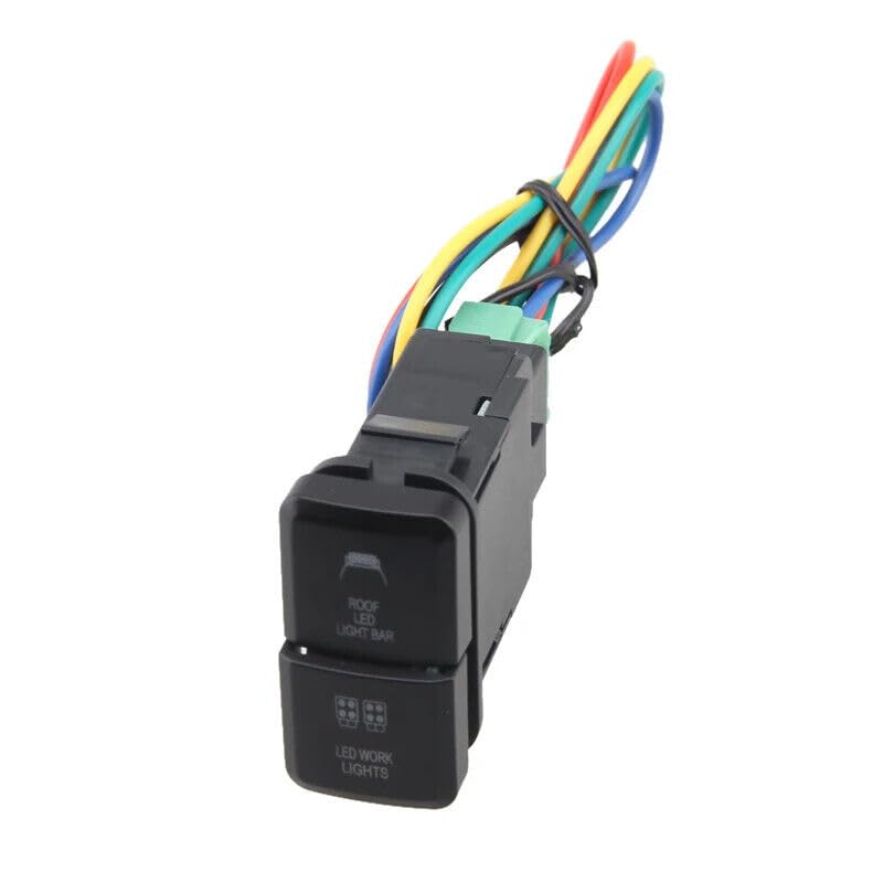 ya 13 9.15 baidi 12V Car Dual LED Light Bar Blue/Green On-Off Push Switch Button for Landcru