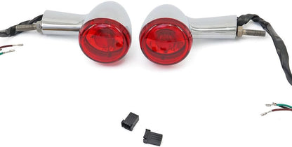 ya 4 8.10 Chrome Rear Turn Signal Red Lens for Harley Sportster XL 883 1200 1992-UP