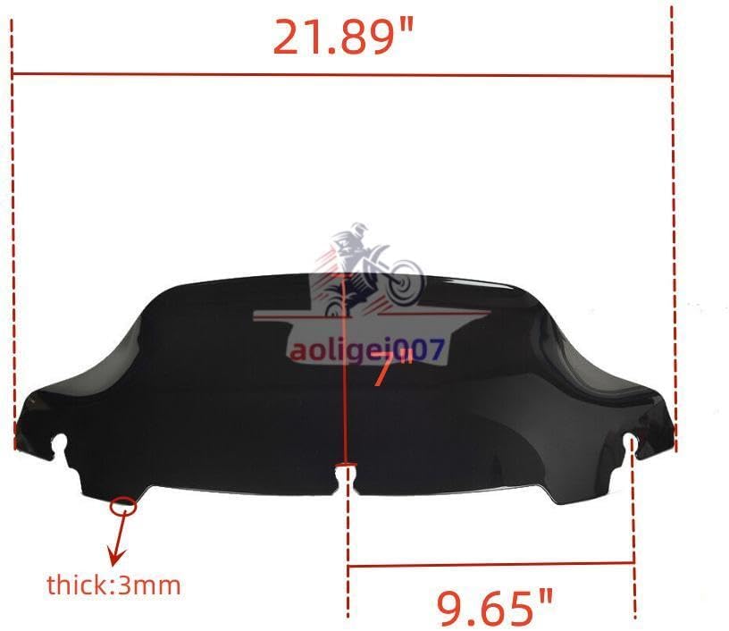 ya 23 10.7 baidi 7-inch Black Motorcycle Wave Windshield Suitable for 14-24 for Harley-Davidson Touring