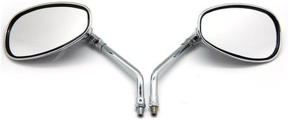 ya 2 8.15 10MM Motorcycle Chrome Oval Side Rearview Mirrors for Cruiser Chopper Custom