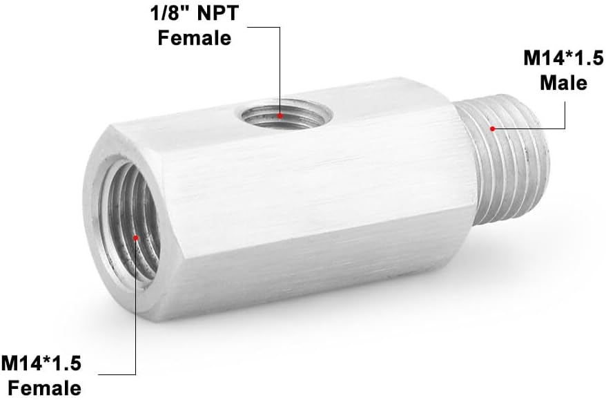 ya 11 9.14 zhengce M14x1.5Female Oil Pressure Sensor Tee 1/8NPT to M14x1.5 Male Adapter Supply Feed