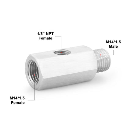 ya 5 8.10 M14x1.5Female Oil Pressure Sensor Tee 1/8NPT to M14x1.5 Male Adapter Supply Feed