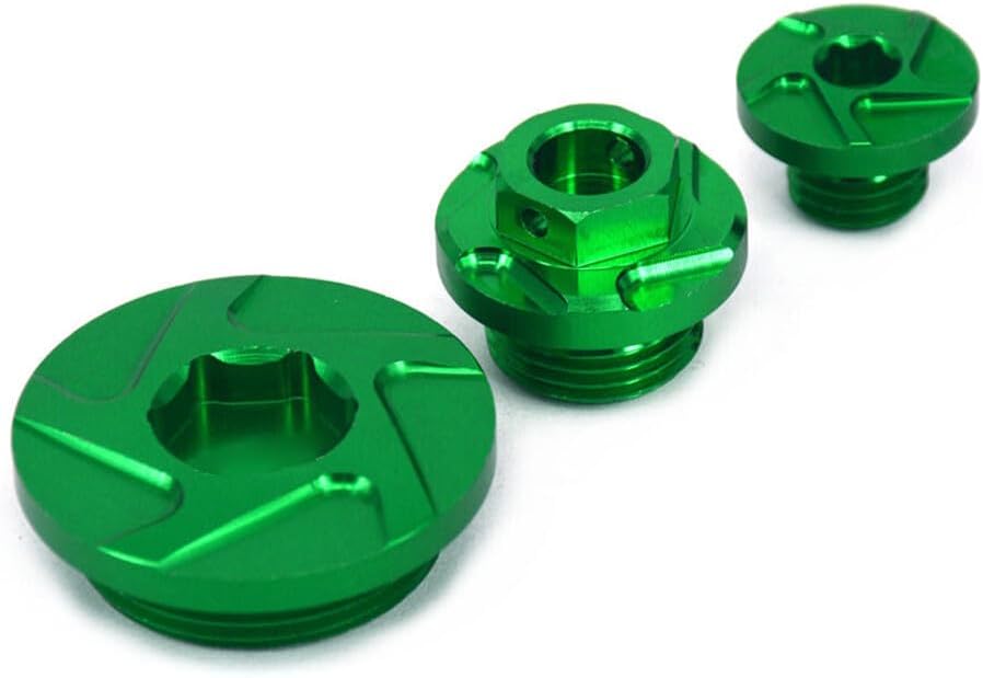 ya 2 8.15 Engine Timing Oil Filter Plugs CNC for Kawasaki KX250F KX450F KLX450R Green USA