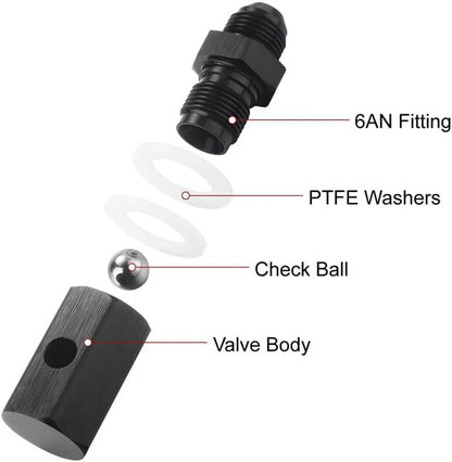 ya 10 9.16 baidi 6AN Male Fuel Cell Tank Rollover Vent Valve Mounted Hose Line Fitting Aluminum