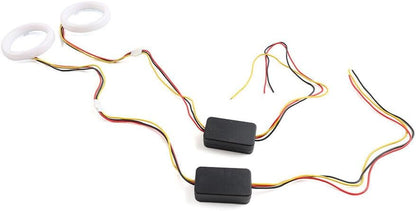 ya 11 9.14 zhengce 2x White Amber Switchback LED Angel Eyes Halo Rings Car Headlight Retrofit