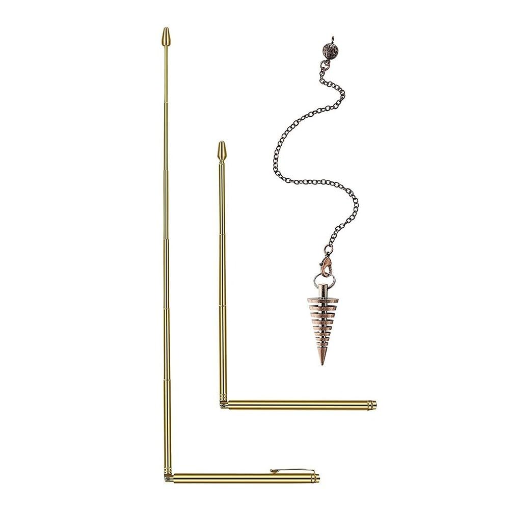 ya 16 10.20 baidi 99.9% Copper Detector Rod Metal Rod+Pendulum Pendant for Treasure Hunting Tools