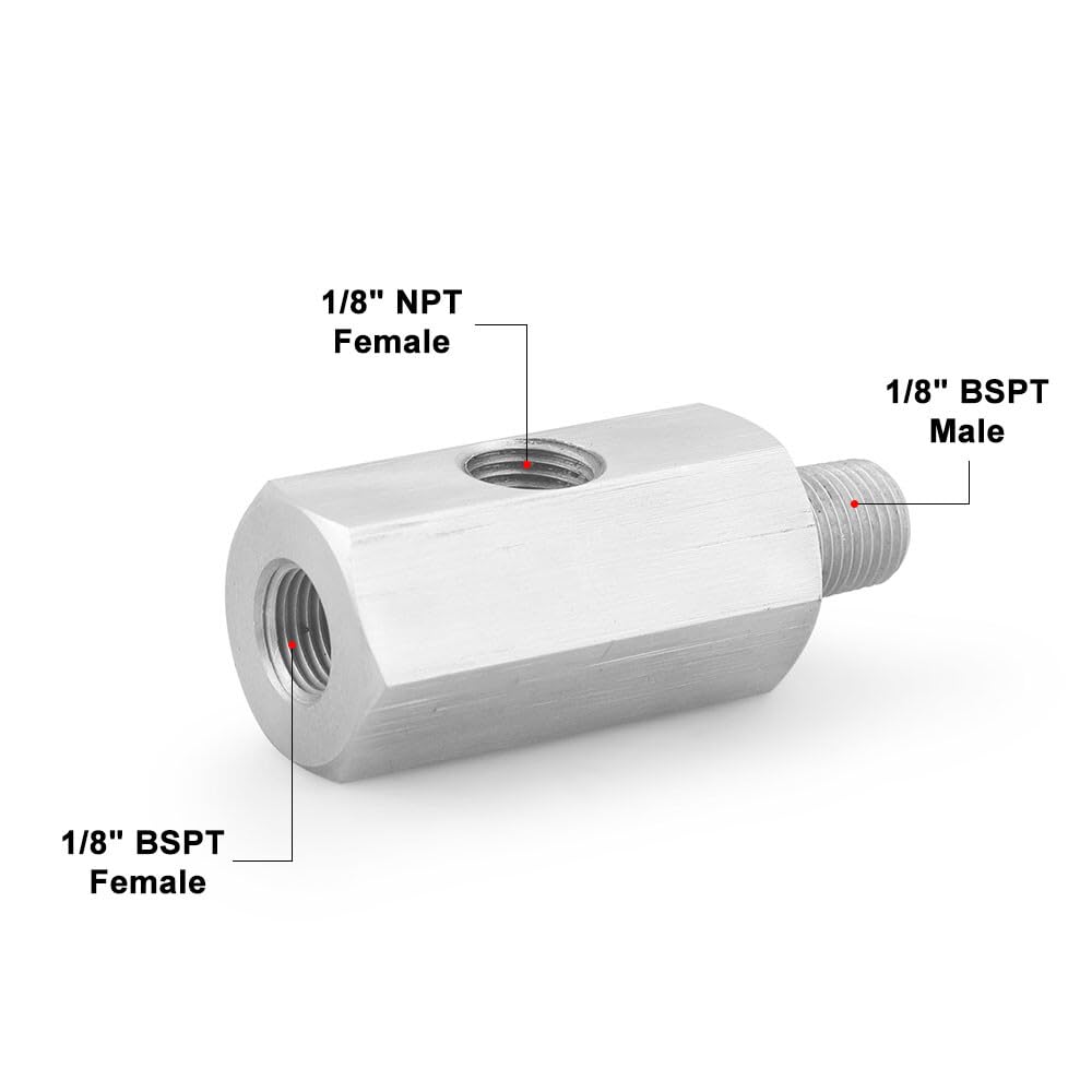 ya 8 8.24 baidi 1/8 BSPT Female Oil Pressure Sensor Tee to 1/8 BSPT Male Adapter Supply Feed