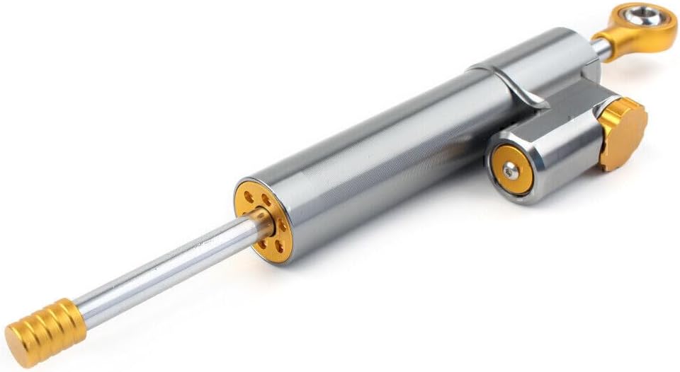 ya 4 8.14 9.4 inch Motorcycle Adjustable Steering Damper Gray Gold Universal