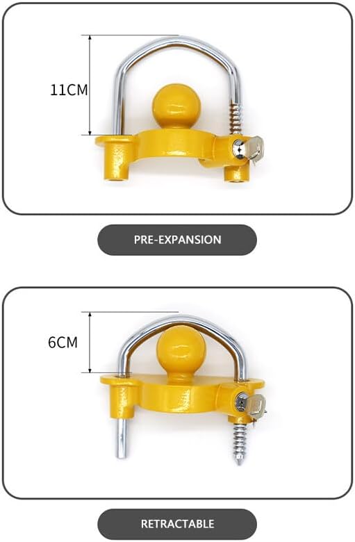 ya 4 8.8.2 1*Universal Trailer Ball Hitch Coupler Lock Ball Tongue Steel 2 2-5/16 Yellow
