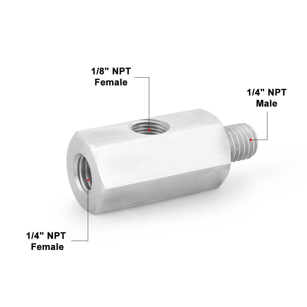 ya 5 8.10 1/4 NPT Female Oil Pressure Sensor Tee to 1/4 NPT Male Adapter Supply Feed Line