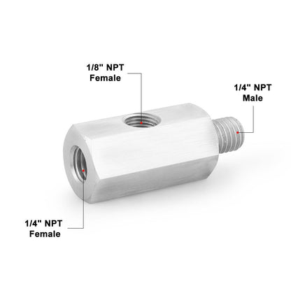 ya 5 8.10 1/4 NPT Female Oil Pressure Sensor Tee to 1/4 NPT Male Adapter Supply Feed Line