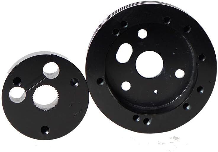 ya 4 8.8.2 Sl&Blk Steering Wheel Polishe Hub Adapter 5&6 Hole Flaming River Ididit GM for Chevy