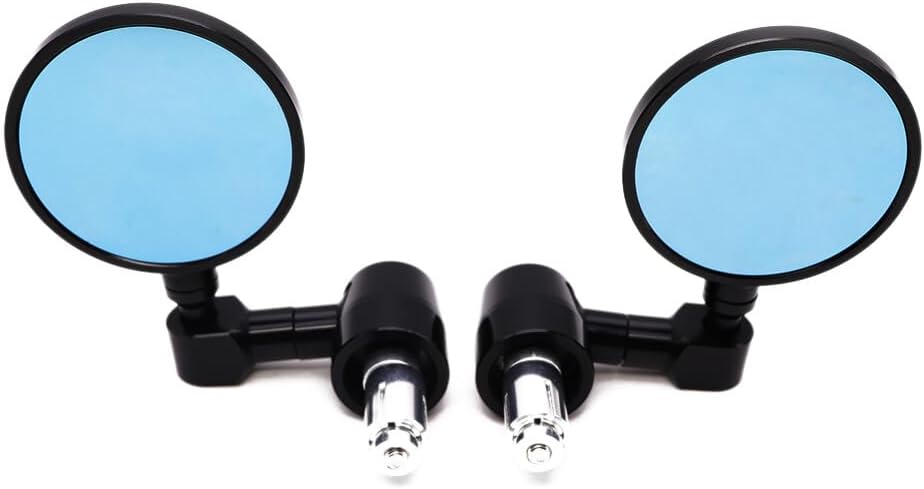 ya 2 8.15 Motorcycle Black 7/8 Handle Bar End CNC Aluminum 3 Round Rearview Side Mirror