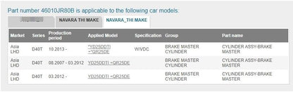 ya 7 8.24 baidi A/T Brake Master Cylinder Assy for Nissan Frontier Navara D40 2007-46010-JR80B