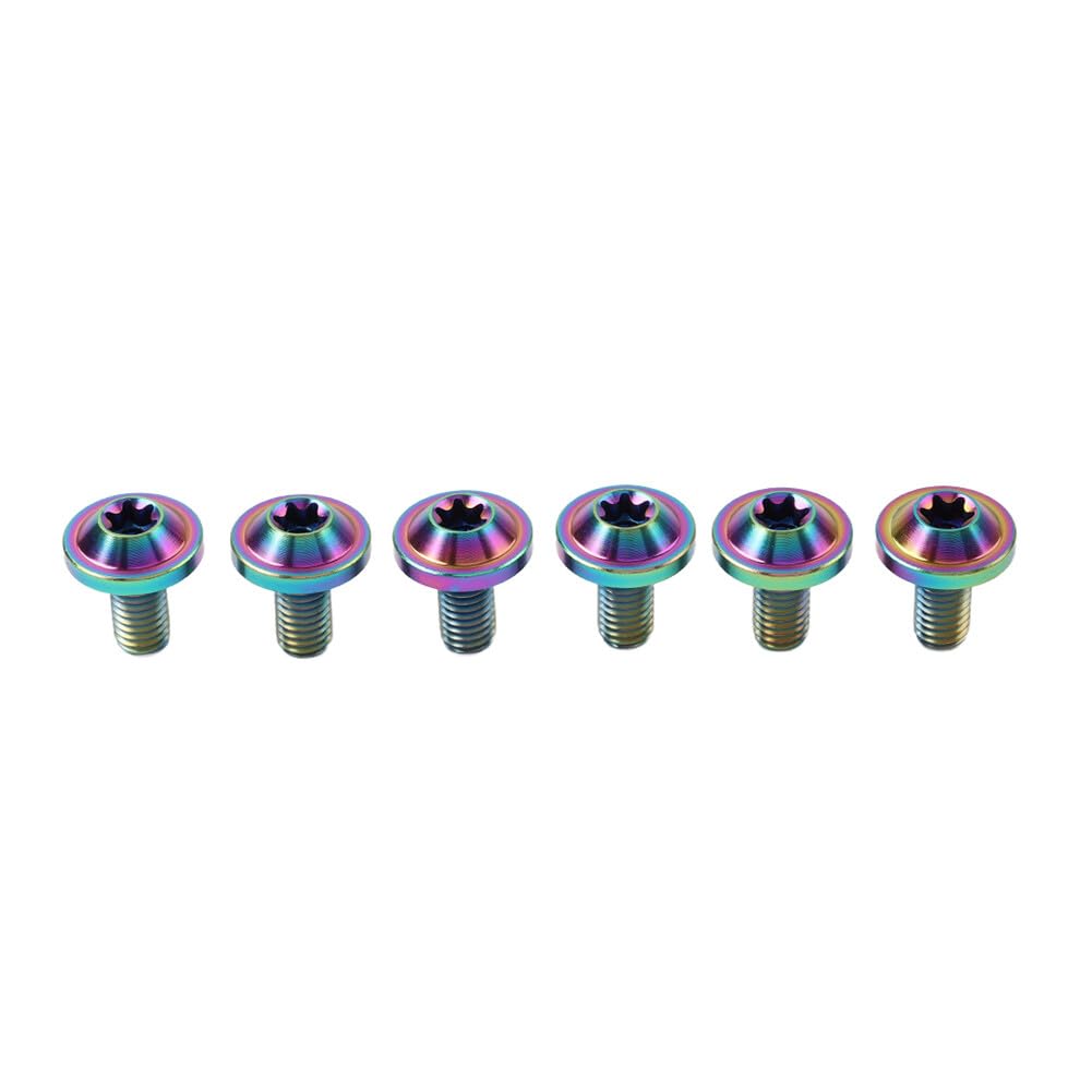 ya 9 10.24 6pcs Bolts Truss Torx Head Screws M5x15mm for Bike Motorcycle Rainbow