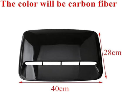 ya 4 8.14 Car Bonnet Hood Scoop Air Flow Intake Vent Cover Decorative Carbon Fiber Look