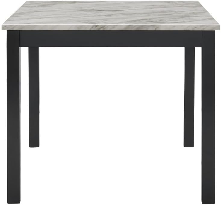 ya 28 10.13 baidi White Faux Marble Square Table&Black Velvet Chairs 5pc Counter Height Dinin