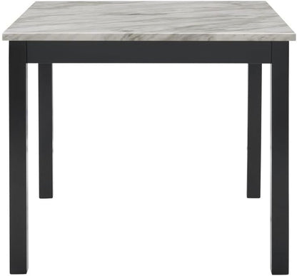ya 28 10.13 baidi White Faux Marble Square Table&Black Velvet Chairs 5pc Counter Height Dinin