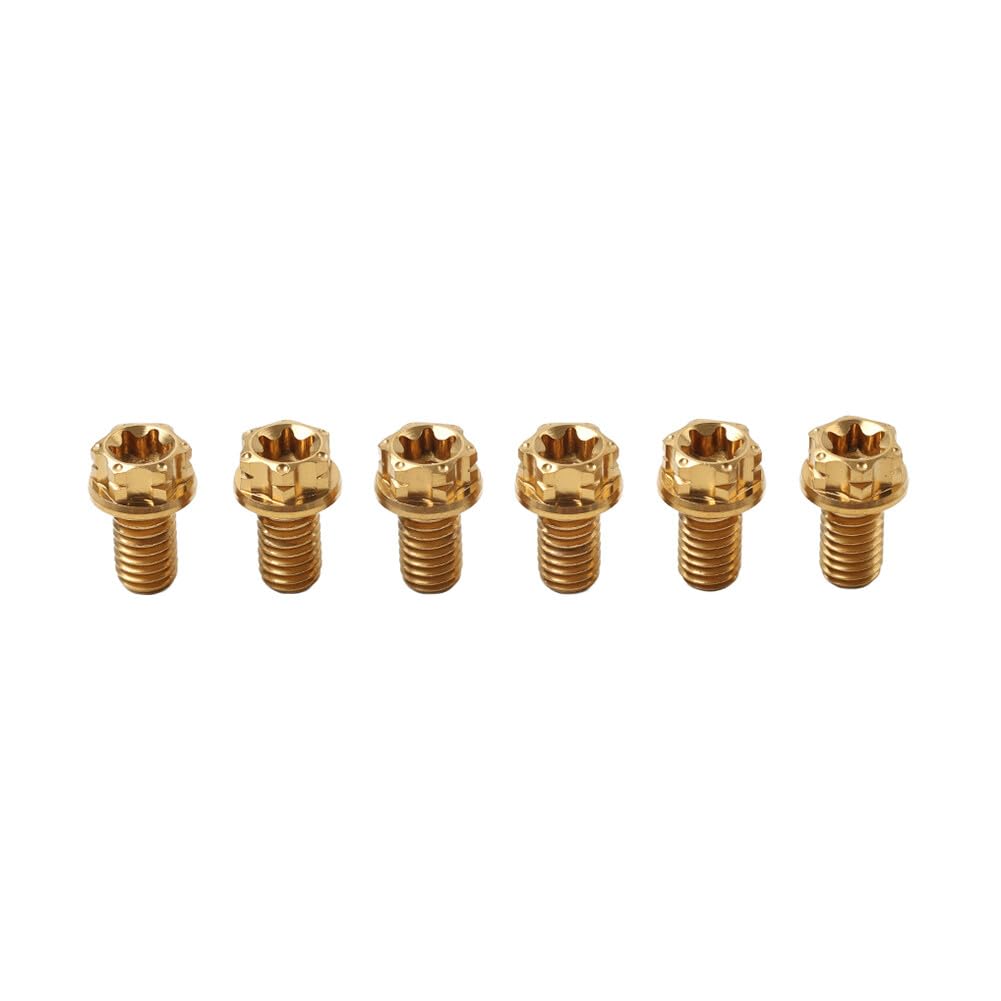 ya 9 10.24 6pcs Bolts Torx Head Flange Screws M6x25mm for Motorcycle Bicycle Gold