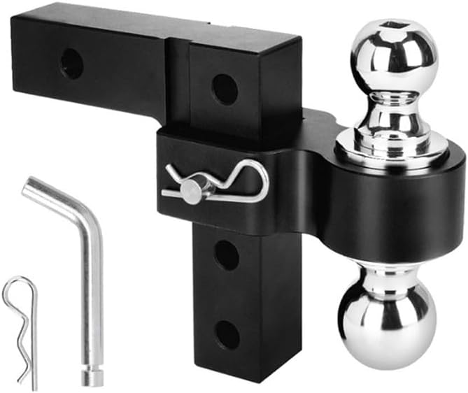 ya 5 8.24 baidi Black Double Ball 6 Drop Adjustable Trailer Hook for 2 Receivers