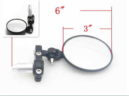 ya 2 8.15 3 Round Black 7/8 Folding Handle Bar End Side Mirror Cafe Racer Bobber Custom