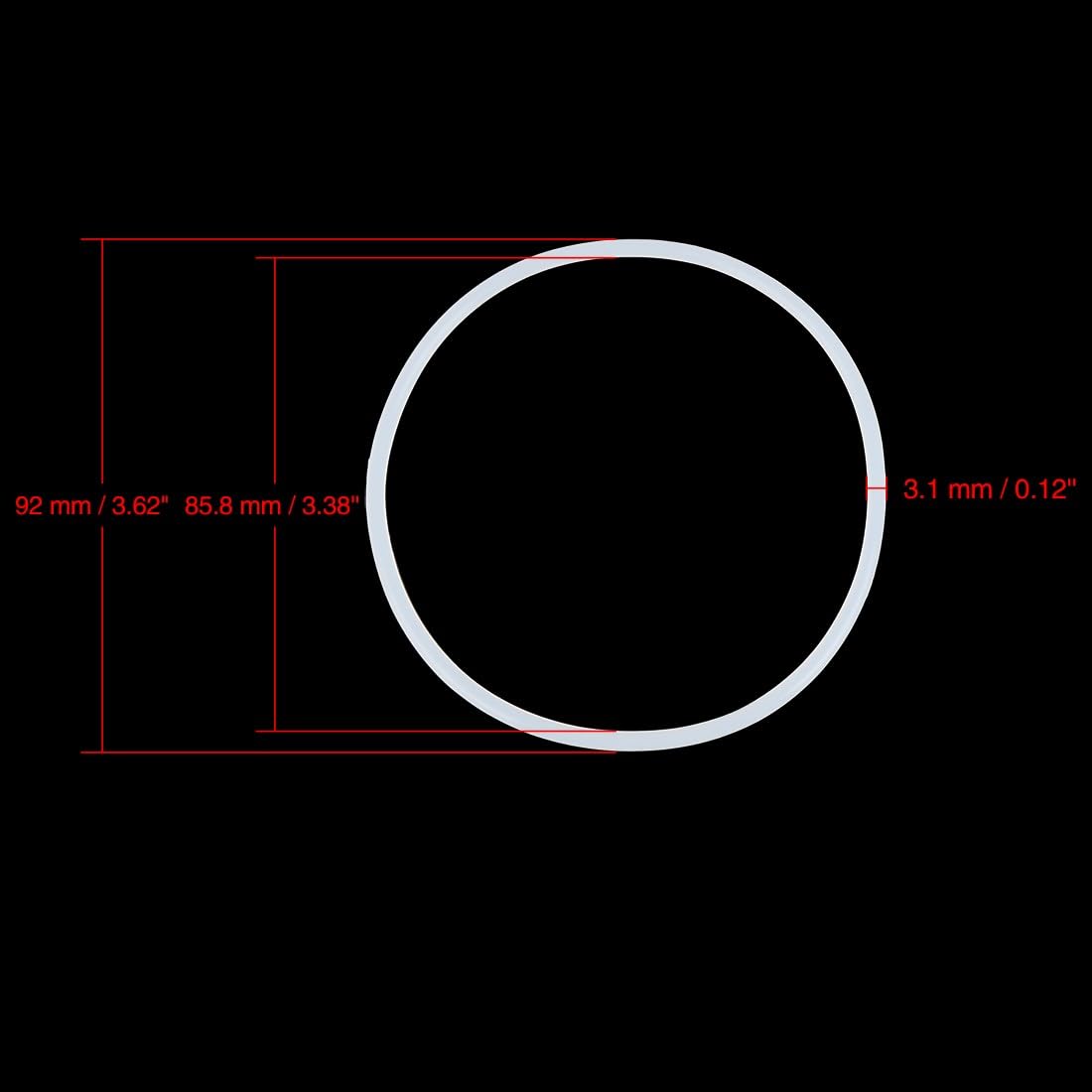 ya 13 9.15 baidi 5PC Silicone O-Rings, 92mm OD, 85.8mm ID, 3.1mm Width, Seal Gasket White