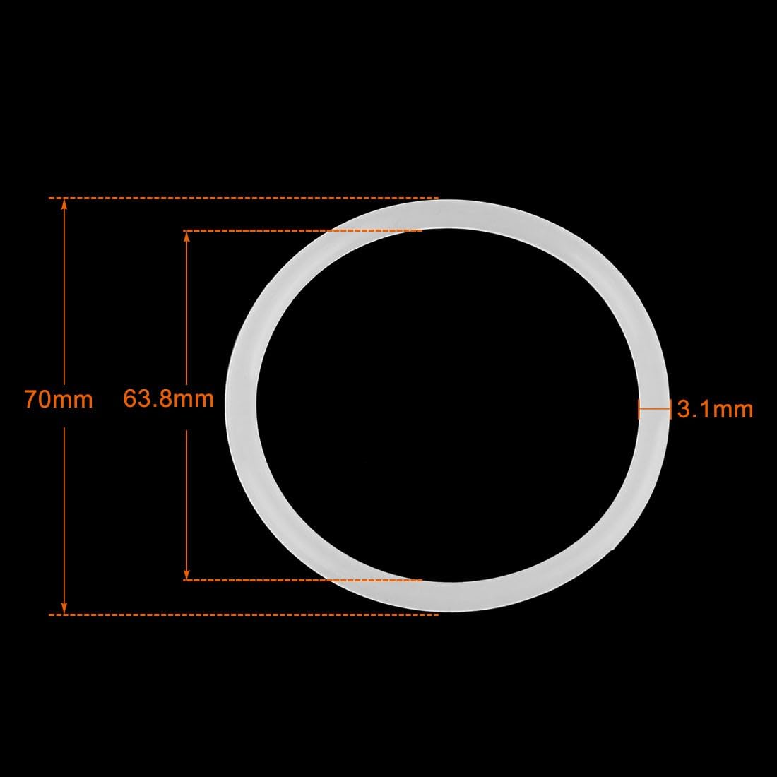 ya 13 9.15 baidi 10X Silicone O-Rings, 70mm OD, 63.8mm ID, 3.1mm Width, Seal Gasket White