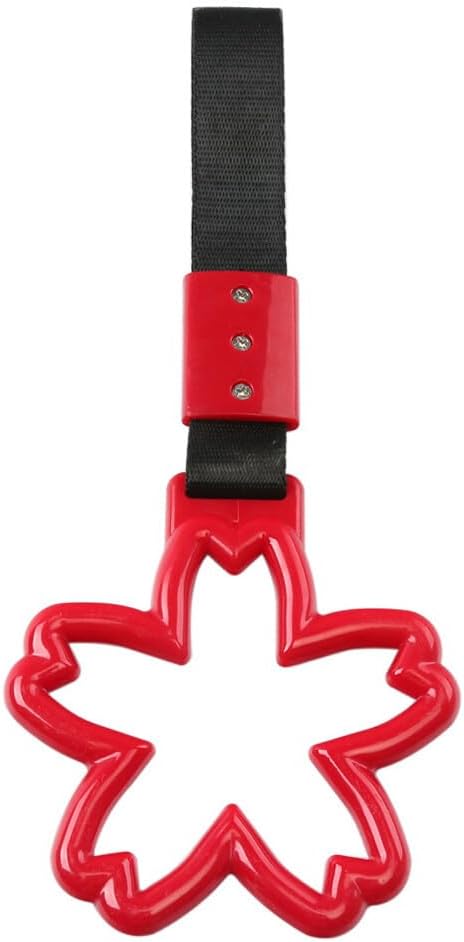 ya 4 8.8.2 Cherry Blossom Shaped Red Ring Train Bus Handle Hand Strap Drift Charm Tools