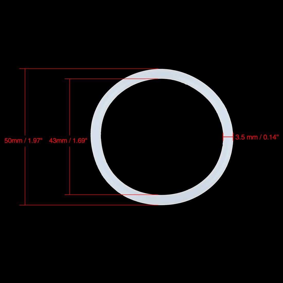 ya 13 9.15 baidi Silicone O-Rings,50mm OD 43mm ID 3.5mm Width VMQ, White,Pack of 10