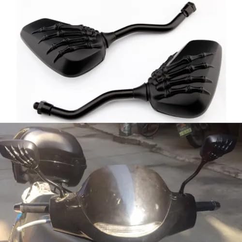 ya 13 9.15 baidi Black Motorcycle 8mm 10mm Skull Hand Side Rearview Mirrors Universal for Yamaha